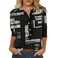 Žene dužine Žene vrhove Ljeto Ženska modna tiskana majica rukava rukava bluza Crewneck gumbe povremena odjeća