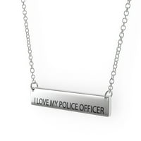Volite mog policajca Ženski bar privjesak ogrlica Sterling Sliver