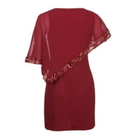 Lopecy-Sta Women plus veličina hladnog ramena prekrivena asimetrična šifon bez naramenica bez haljina
