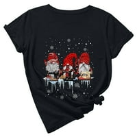 Božićna majica Ženska bejzbol košulja Uzročnik Bluza Okrugli vrat Majica Božićni patuljak Snowflake