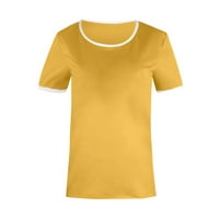 DTIDTPE Bluze za žene, ženska modna casual tiska O-izrez Labavi majica kratkih rukava Top bluza Pulover ženske vrhove žute