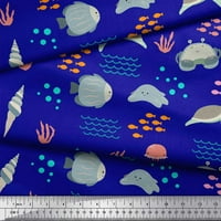 SOIMOI plava pamučna pamučna tkanina rakova i kornjača okeana dekor tkanina tiskano dvorište široko