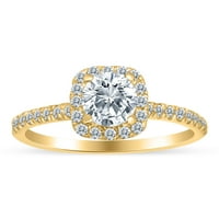 3 4CTW dijamantski halo zaručnički prsten u 10k žutom zlatu