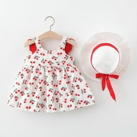 Newbornorođene dječje odjeće odjeća postavljena dječja dječja dječja djevojka ljetna solidna boja za ispis haljina sa šeširom crvena 0 mjeseci