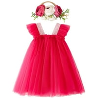 Haljine za djevojke za djevojke Toddler Flyve srušili su puni u boji Tulle Ruffles Princess haljina