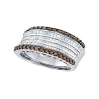 Sterling Silver Women okrugli smeđi dijamantni prsten 1- CTTW
