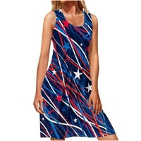 Midsumdr Tank haljine za žene USA zastava Stars Stripes suknje patriotske dane neovisnosti Midi haljine