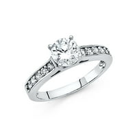 Jewels Lux14k Bijelo zlato Kubična cirkonija CZ zaručničke prstene veličine 7.5