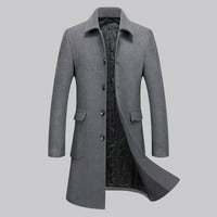 Zodggu Pokloni Modni muški vuneni kaput Jednostruki džepovi Slim Fit Midi Business Tweed Coats za muškarce