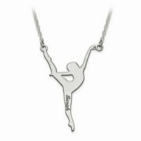Čvrsti sterling srebrni laserski plesni naziv šarm gravirasti privjesak lanac ogrlica - sa sigurnosnim