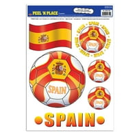 Beistle Club crvene, žute i bijele Španija Peel 'n stavite nogometne kuglice i naljepnice zastava 17
