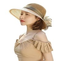 Žene Ljeto slame Sunce Sunčani šešir, Wide-Wide-Wirge UV-otporna na cvjetnoj plaži Sunčani šešir, pakirani