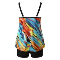 Ženski tropski print Tankini kupaći kostimi sa širokim remen tankini s bikininom dnom dva temtna kontrola