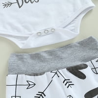 Bagilaanoe Newborn Baby Girl Boy Boy Valentinovo Outfits Pisma Ispis Rompers s dugim rukavima + pantalone + šešir za dojenčad duge hlače