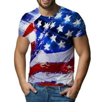 Muška majica Američka zastava Dan nezavisnosti Ispis okruglog vrata Slobodna majica s kratkim rukavima