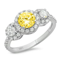 1. CT Sjajan okrugli rez Clear Simulirani dijamant 18k bijeli zlatni halo Trobotan prsten SZ 8.25