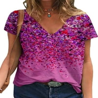 Nizieer Women majica cvjetni print majica V izrez ljetni vrhovi casual tunika bluza s kratkim rukavima