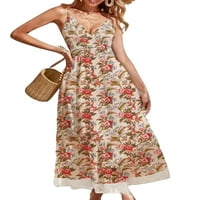 Niveer dame casual cvjetni print duge haljine žene a-line ljeto plaže sa rukom bez rukava bez rukava