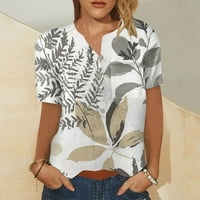 Ženske vrhove Ženska bluza s kratkim rukavima Modni grafički otisci Summer Henley majice Tunika crna 4xl