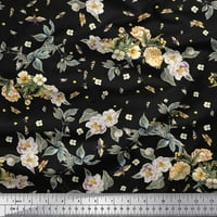 Soimoi Poly Georgette Listovi tkanine, moljac i magnolija cvjetna otisnuta tkanina od tiskane od dvorišta