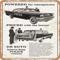 Metalni znak - Desoto policijska vozila Vintage ad - Vintage Rusty Look