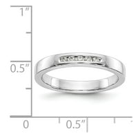 Čvrsti 14K bijeli zlatni laboratorij odrasli Diamond Five kameni kanal Set Vjenčana veličina prstena