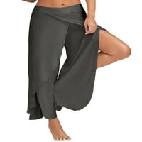Cindysus dame joga hlače Čvrsto boje pantalone pantalone s visokim strukom labavi trčanje širokih dna