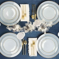 Ekokvalitet 9 okruglo prozirno bijelo plastične ploče za večeru sa zlatnim obručem - Kina poput stranačkih ploča, velike raspoloženje velikih zaklopljivih plinova za salatu vjenčanja, poslužitelji