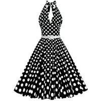 Brglopf 1950S retro haljina za žene polka dot halter koktel bez rukava haljina za ljuljanje line vintage