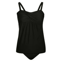Bikini Ženske pune boje postavljaju dvodijelni podstavljeni plutani crni 3xL kupaći kostimi