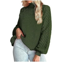 Bnwani Womens Turtleneck džemper od pulover pulover, pulover cvijet pletene vojske s dugim rukavima