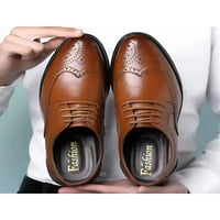 Difumos Muški sjajni okrugli prsti Oxford cipele za cipele Busines Glatke haljine cipele smeđe 38