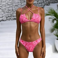 Finelylove ženske kupaće kostime čipke sport BRA stil bikini ružičasti m