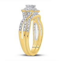 14k žuta zlatna princeza Diamond Bridal Set za vjenčanje CTTW