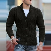 SNGXGN Muški džemperi puni zip gore rebrasti kardigan džemper muški džemper, crna, veličina XL
