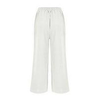 Eashery Womens Capri pantalone casual pantalone Izvlačenje bijele plažom Pant Komforne ravnomjerne hlače