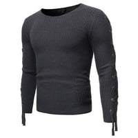 Miayilima muške zimske odjeće Muški čvrsti povremeni metalni rupa pulover okrugli vrat pleteni džemper