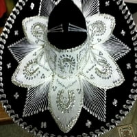 Mariachi Charro Autentični meksički Sombrero Black & Silver Medium