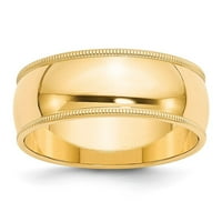 14k žuto zlato milgrain pola okrugle muške dame vjenčani vezni prsten veličine 4,5