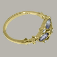 Britanci napravio je 10k žuto zlatni prsten sa sintetičkim kubnim cirkonijom i prirodnim janskim mestućim