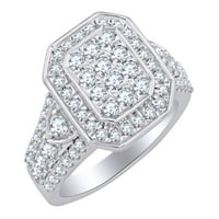 1. CT bijeli prirodni dijamantski rušni kasetni modni prsten u 14K bijeloj zlatnoj prstenu veličine: