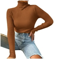 Žene Pulove bluza s dugim rukavima Turtleneck-vrat Ležerne tanko džemper narančasta, l