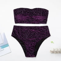 Baycosin Dvije kupaći kostim za žene plus veličina Novi baršun čvrst leopard bandeau visoki struk bikini