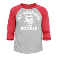 Trgovina4EVever Muškarci moj vikend je sve rezervirano košulje za bejzbol Raglan XXX-Veliko Heather Siva Crvena