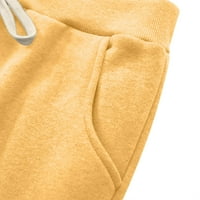 apsuyy zimske tajice za žene od vune kašmir sa džepovima tiskana visoka struka moda casual držite topla čipkasto-up hlače pune dužine žute veličine l