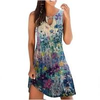 Ljetne haljine za žene plus veličine bez rukava s rukavima cvjetni uzorak Okrugli izrez Midi fit i flare