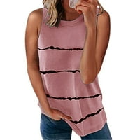 Daznico Womens vrhovi ženske labave majice bez rukava s prugama s kratkim vrhovima za žene za žene Pink