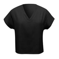 Žene Ljeto Ležerne košulje Split V izrez Šifon bluza Labavi Tunic Kratki rukav Top elegantno Vrhunske