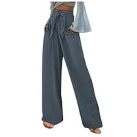 Dame Dukset Solid Color Yoga odjeća za žene Pamučne i posteljine hlače Trendne loungewear pantalone