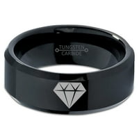 Volfram Diamond Gemstone Adamantine Isometrijski kristalni prsten Muškarci Žene Udobnost FIT Crni ošireni